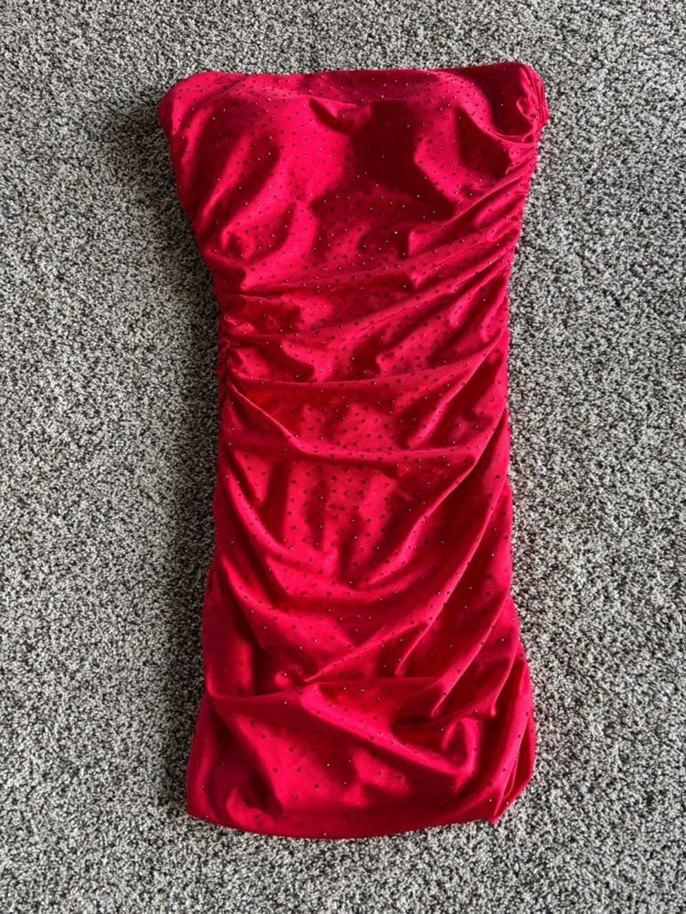 Sherri Hill Red Strapless Studded Mini Dress